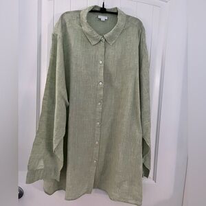 J. Jill Love Linen Light Green Top 4X